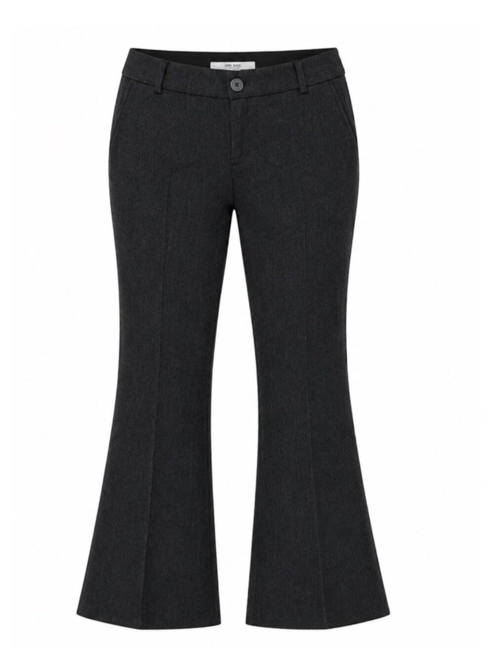 Zara Basic Charcoal Flared Trousers Womens Size 8 Cotton Blend Made In Spain